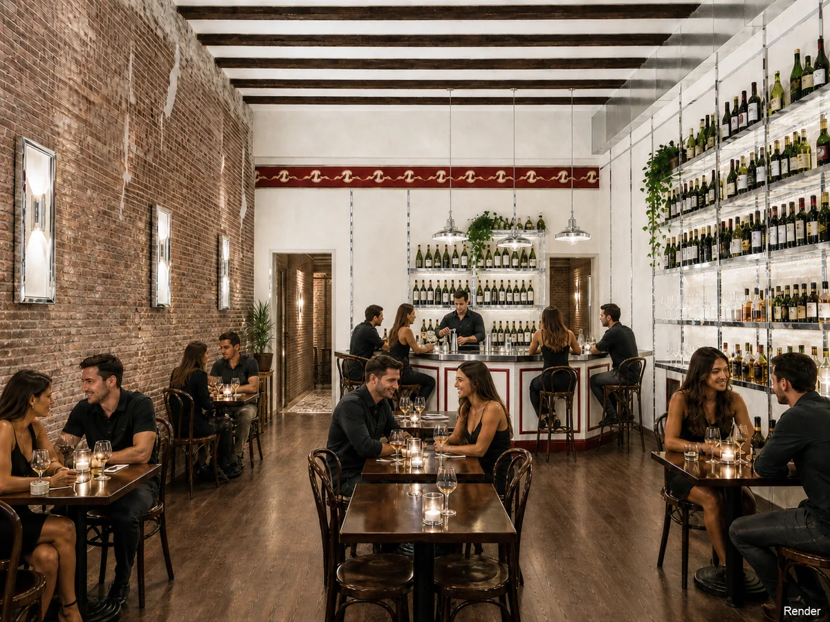 Bar con paredes de piedra — SALVA 34, Barcelona. Propuesta de diseño.